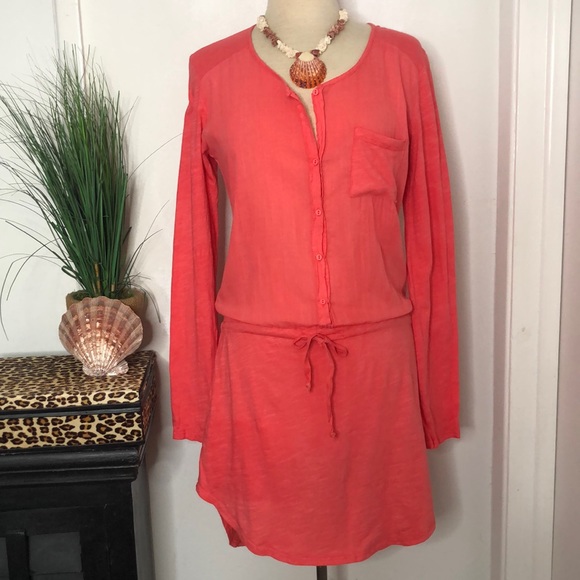 Michael Stars Dresses & Skirts - Michael Stars Coral Cotton Drawstring Mini Dress Sz S